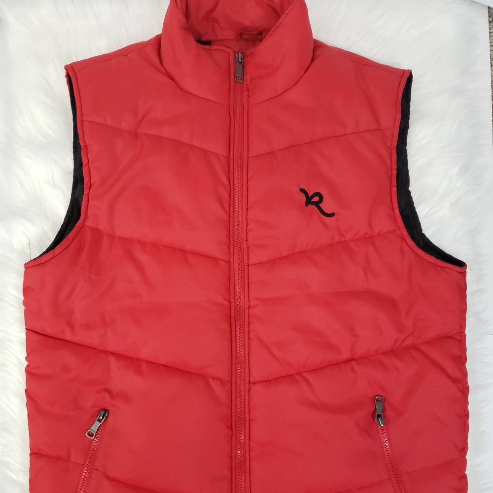 Rocawear Mens Size L Red/ Black Thin Puffer Vest